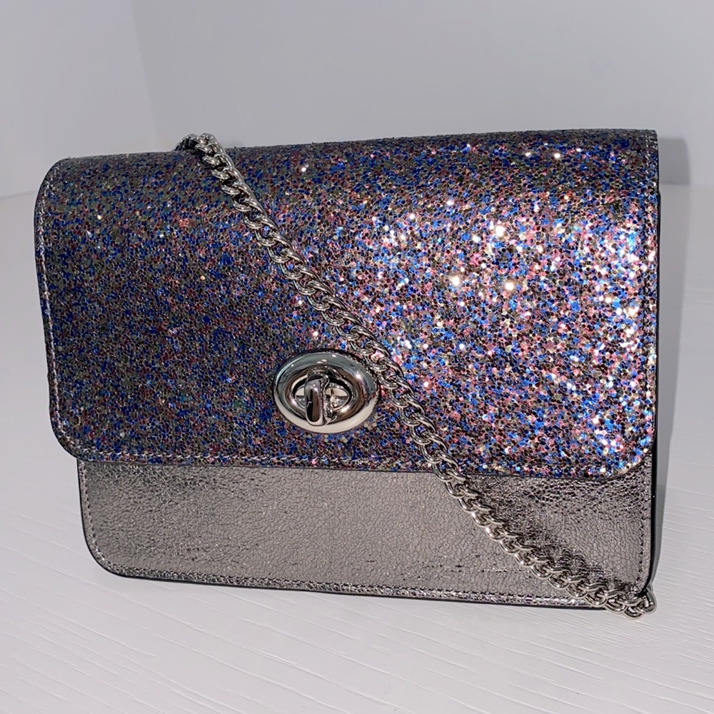 Coach Metallic Glitter Crossbody Bag With Silver Acce… Gem